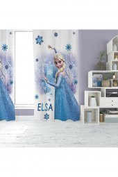 Dijital Baskı Elsa Çocuk Odası Takım fon Perde Yatak Örtüsü ve Yastık  Halı 160x230 - 3
