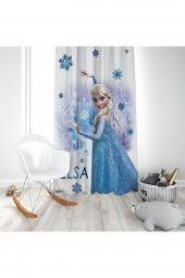 Dijital Baskı Elsa Çocuk Odası Takım fon Perde Yatak Örtüsü ve Yastık  Halı 160x230 - 4