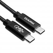 DARK DK-CB-USB240PD100 1m TYPE-C  PD 240 W ŞARJ KABLO,SİYAH - 1