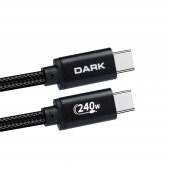 DARK DK-CB-USB240PD100 1m TYPE-C  PD 240 W ŞARJ KABLO,SİYAH - 2