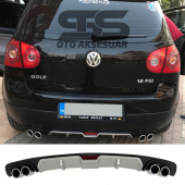 Volkswagen Golf 5 Difüzör Arka Tampon Eki 4 Egzoz Çıkışlı Gri - 1