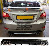 Hyundai Accent Blue Difüzör Arka Tampon Eki 4 Egzoz Çıkışlı Siyah Lüx Tip thumbnail 1