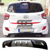Hyundai i10 Difüzör Arka Tampon Eki 2 Egzoz Çıkışlı Gri thumbnail 1