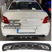 Peugeot 301 Difüzör Arka Tampon Eki 2 Egzoz Çıkışlı Siyah - 1