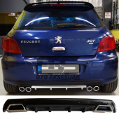 Peugeot 307 Difüzör Arka Tampon Eki 2 Egzoz Çıkışlı Siyah Lüx Tip - 1
