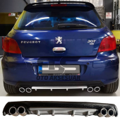 Peugeot 307 Difüzör Arka Tampon Eki 4 Egzoz Çıkışlı Gri Lüx Tip thumbnail 1