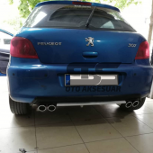 Peugeot 307 Difüzör Arka Tampon Eki 4 Egzoz Çıkışlı Gri Lüx Tip thumbnail 4