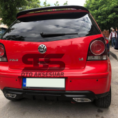 Volkswagen Polo Difüzör Arka Tampon Eki 2 Egzoz Çıkışlı Siyah - 2