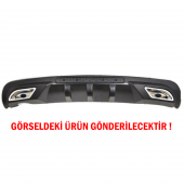 Volkswagen Polo Difüzör Arka Tampon Eki 2 Egzoz Çıkışlı Siyah - 4