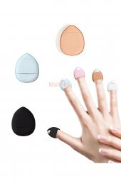 3 Adet Mini Kozmetik Puf Parmak Yüz Makyaj Sünger Göz Altı Kapatıcı Kuru Islak Bez Süngeri Concealer - 1