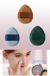 3 Adet Mini Kozmetik Puf Parmak Yüz Makyaj Sünger Göz Altı Kapatıcı Kuru Islak Bez Süngeri Concealer thumbnail 1