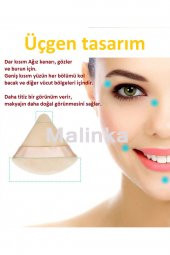 2 Adet Beyaz Üçgen Pamuk Yıkanabilir Kadife Puf Yüz Kontür Makyaj Bez Süngeri Kozmetik Fondöten - 3