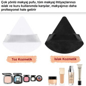 3 Adet Üçgen Parmak Pamuk Yıkanabilir Kadife Puf Yüz Kontür Makyaj Bez Süngeri Kozmetik Fondöten - 4