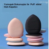 3 Adet Mini Kozmetik Puf Parmak Yüz Makyaj Sünger Göz Altı Kapatıcı Kuru Islak Bez Süngeri Concealer - 6