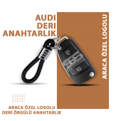 Audi Gerçek Deri Örgü Anahtarlık - 1