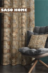 Etnik Osmanlı Kırkyama Desenli 140 X 270 Cm Dijital Baskılı Fon Perde( Tek Kanat ) - 2