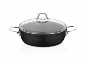 Amboss Dark Granit Basık Tencere Cam Kapaklı Yanmaz Yapışmaz Titanyum Kaplama   - 30 cm - 2