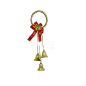 Yılbaşı Kapı Süsü Halkalı Mini Kırmızı Fiyonklu 30 cm - 1