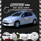 Peugeot 206 Oto Araç Kapı Koruma Fitili 5metre Parlak Beyaz Renk - 1