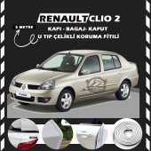 Renault Clio 2 Oto Araç Kapı Koruma Fitili 5metre Parlak Beyaz Renk - 1