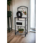 DEKORATİF METAL KAHVE KÖŞESİ ÇOK AMAÇLI DOLAP SİYAH MERMER DESEN AHŞAP TABLALI DAR MUTFAK BANGOSU BAR MASA - 1