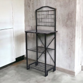 DEKORATİF METAL KAHVE KÖŞESİ ÇOK AMAÇLI DOLAP SİYAH MERMER DESEN AHŞAP TABLALI DAR MUTFAK BANGOSU BAR MASA - 3