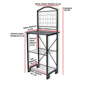 DEKORATİF METAL KAHVE KÖŞESİ ÇOK AMAÇLI DOLAP SİYAH MERMER DESEN AHŞAP TABLALI DAR MUTFAK BANGOSU BAR MASA - 5