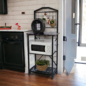 DEKORATİF METAL KAHVE KÖŞESİ ÇOK AMAÇLI DOLAP SİYAH MERMER DESEN AHŞAP TABLALI DAR MUTFAK BANGOSU BAR MASA - 7