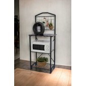 DEKORATİF METAL KAHVE KÖŞESİ ÇOK AMAÇLI DOLAP SİYAH MERMER DESEN AHŞAP TABLALI DAR MUTFAK BANGOSU BAR MASA - 8