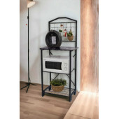 DEKORATİF METAL KAHVE KÖŞESİ ÇOK AMAÇLI DOLAP SİYAH MERMER DESEN AHŞAP TABLALI DAR MUTFAK BANGOSU BAR MASA - 9