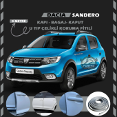 Dacia Sandero Oto Araç Kapı Koruma Fitili 5metre Parlak Gri Renk - 1