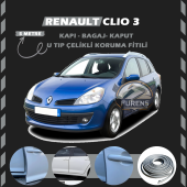 Renault Clio 3 Oto Araç Kapı Koruma Fitili 5metre Parlak Gri Renk - 1