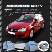 Volksvogen Golf 5 Oto Araç Kapı Koruma Fitili 5metre Parlak Gri Renk - 1