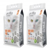 Arlita Grey Actıve Pro Aktif Karbonlu Parfümsüz İnce Tane Topaklanan Koku Hapseden  2x10 L 2 Adet 10 Litre  Kedi Kumu - 1