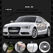 Audi A5 Oto Araç Kapı Koruma Fitili 5metre Parlak Siyah Renk - 1