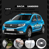 Dacia Sandero Oto Araç Kapı Koruma Fitili 5metre Parlak Siyah Renk - 1