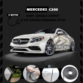 Mercedes C200 Oto Araç Kapı Koruma Fitili 5metre Parlak Siyah Renk - 1