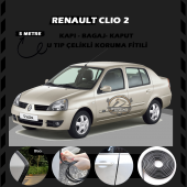 Renault Clio 2 Oto Araç Kapı Koruma Fitili 5metre Parlak Siyah Renk - 1
