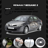 Renault Megane 2 Oto Araç Kapı Koruma Fitili 5metre Parlak Siyah Renk - 1