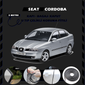 Seat Cordoba Oto Araç Kapı Koruma Fitili 5metre Parlak Siyah Renk - 1