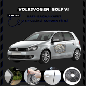Volksvogen Golf 6 Oto Araç Kapı Koruma Fitili 5metre Parlak Siyah Renk - 1