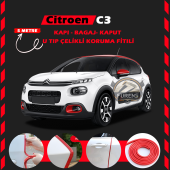 Citroen C3 Oto Araç Kapı Koruma Fitili 5metre Parlak Kırmızı Renk - 1