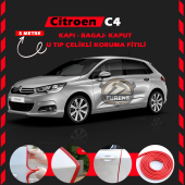 Citroen C4 Oto Araç Kapı Koruma Fitili 5metre Parlak Kırmızı Renk - 1