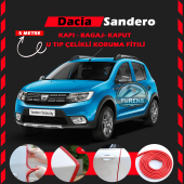 Dacia Sandero Oto Araç Kapı Koruma Fitili 5metre Parlak Kırmızı Renk - 1