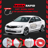 Skoda Rapid Oto Araç Kapı Koruma Fitili 5metre Parlak Kırmızı Renk - 1