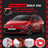Volksvogen Golf 8 Oto Araç Kapı Koruma Fitili 5metre Parlak Kırmızı Renk - 1