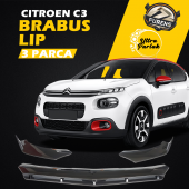 Citroen C3 2016 - 2021 Uyumlu Brabus Ön Lip 3 Parça Kanatlı Lip thumbnail 1