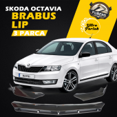 Skoda Octavia 2013-2020 Uyumlu Brabus Ön Lip 3 Parça Kanatlı Lip - 1