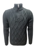 Ce-Ce C3179 Erkek Regular Fit Pamuklu Yarım Fermuarlı Dik Yaka Kazak Erkek thumbnail 4