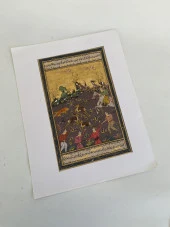 Avcılık Konulu El Yapımı Minyatür Resim 28x17 cm thumbnail 2